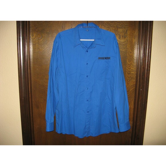 Mens Kicker Audio Port Authority Blue Button Down Casual Dress Shirt Size XL - Picture 1 of 3